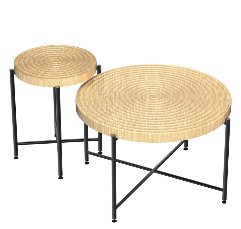 Coffee And End Table Set Waterproof Cover, Distressed Cylindrical Design, Legs Classic Rustic Charm (Set of 2) - R&R Furniture Gallery (Fountain Valley, CA)