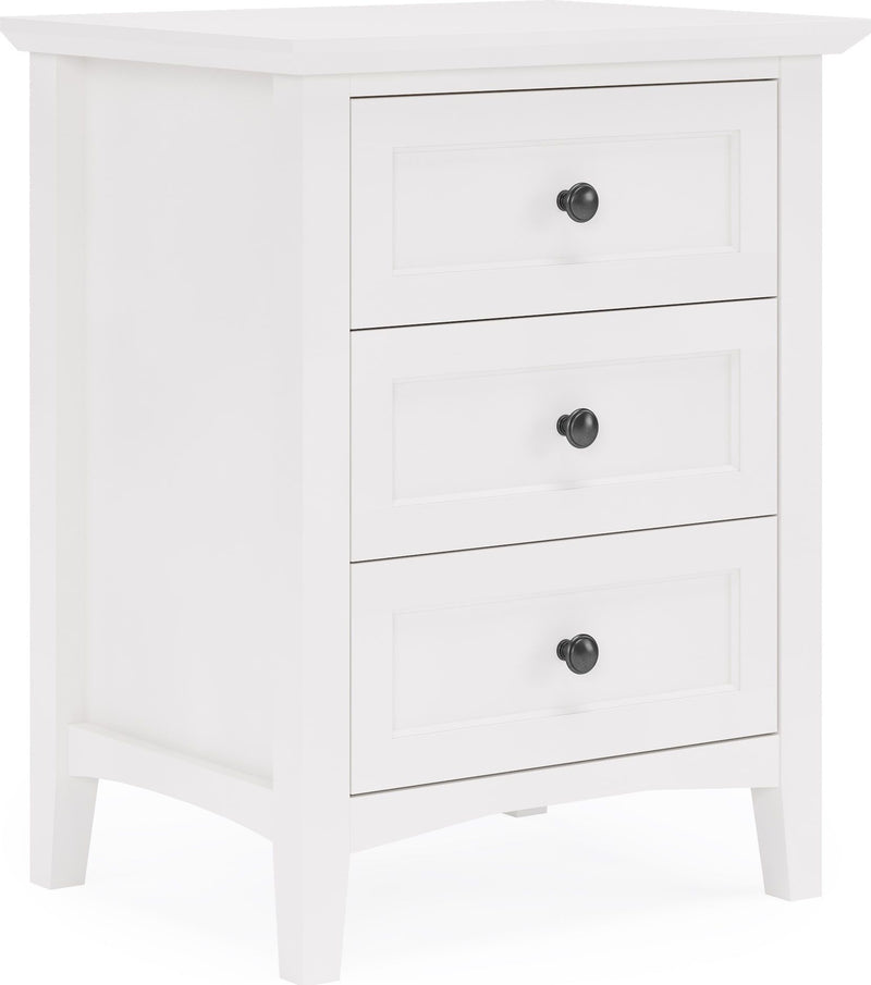 Grace Three Drawer Nightstand in Snowfall White