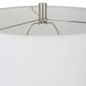 Table Lamp - White & Brushed Nickel