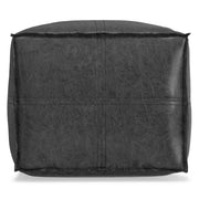 Simpli-Home Brody versatile square pouf in neutral fabric, used as an accent seat or footrest in modern living spaces.