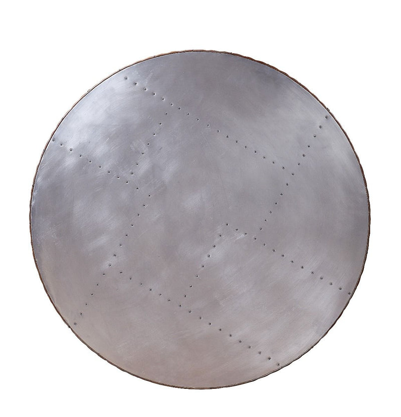 Tamas - 16" Coffee Table - Aluminum & Cocoa Top Grain Leather - R&R Furniture Gallery (Fountain Valley, CA)