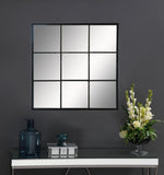 Quetzal 35 x 35 Inch Square Window Pane Wall Mirror Black
