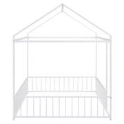 Halcyon Home metal canopy bed with fence, sturdy bed frame featuring a protective fence and elegant design for a cozy bedroom.