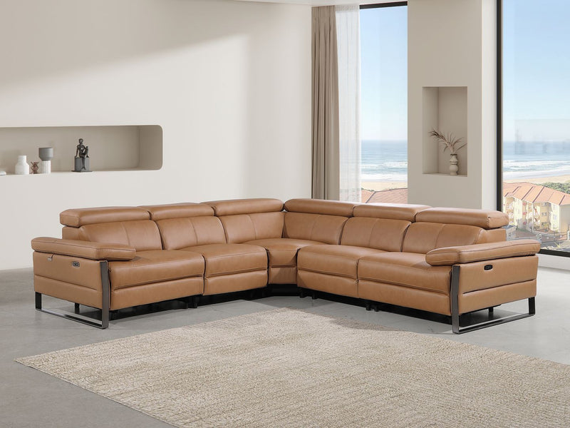 1246 - 5-Piece L-Shaped Modular Power Reclining Sectional With Power Headrests - R&R Furniture Gallery (Fountain Valley, CA)