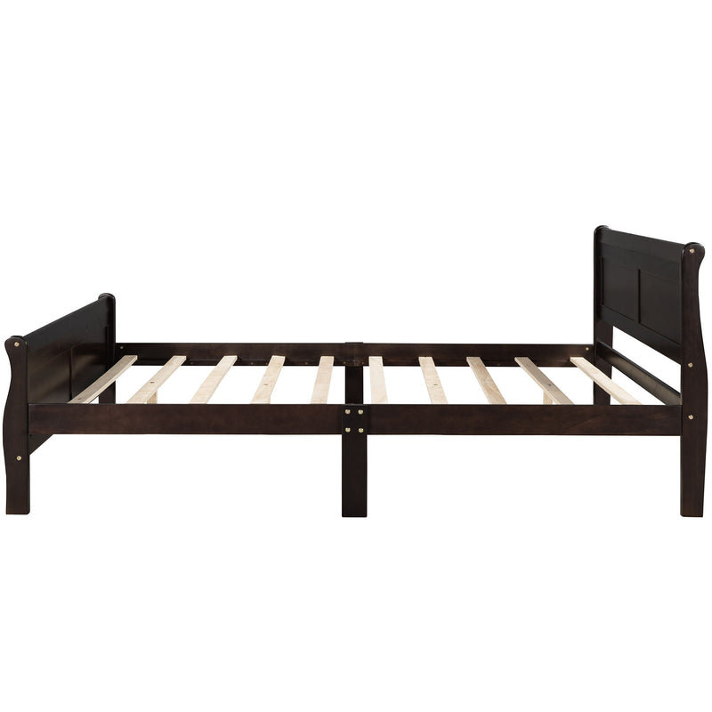 Platform Bed Frame Mattress Foundation Sleigh Bed With Headboard / Footboard / Wood Slat Suppor - R&R Furniture Gallery (Fountain Valley, CA)