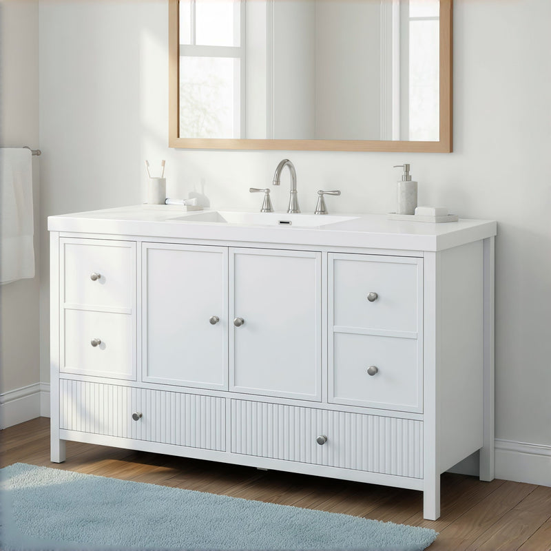 Bathroom Vanity With Separate Sink, Soft Close Doors And 4 Drawers