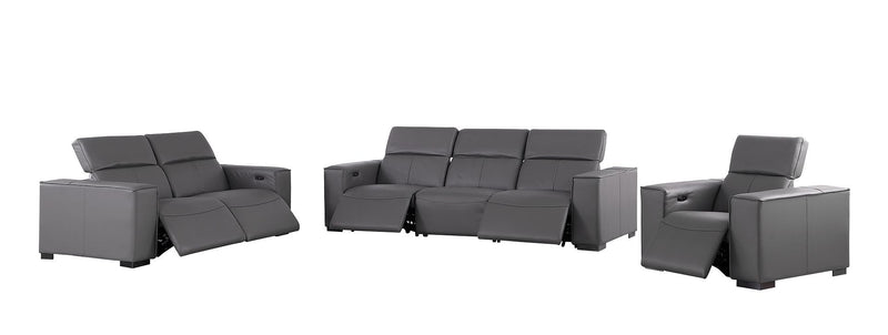 1208 - Leather Reclining Set (Sofa, Loveseat & Chair With 5 Power Recliners)