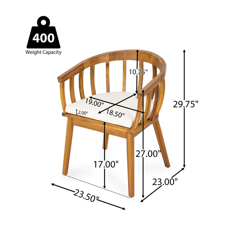 Klismos - Dining Armchair (Set of 2) - Teak / Beige - R&R Furniture Gallery (Fountain Valley, CA)