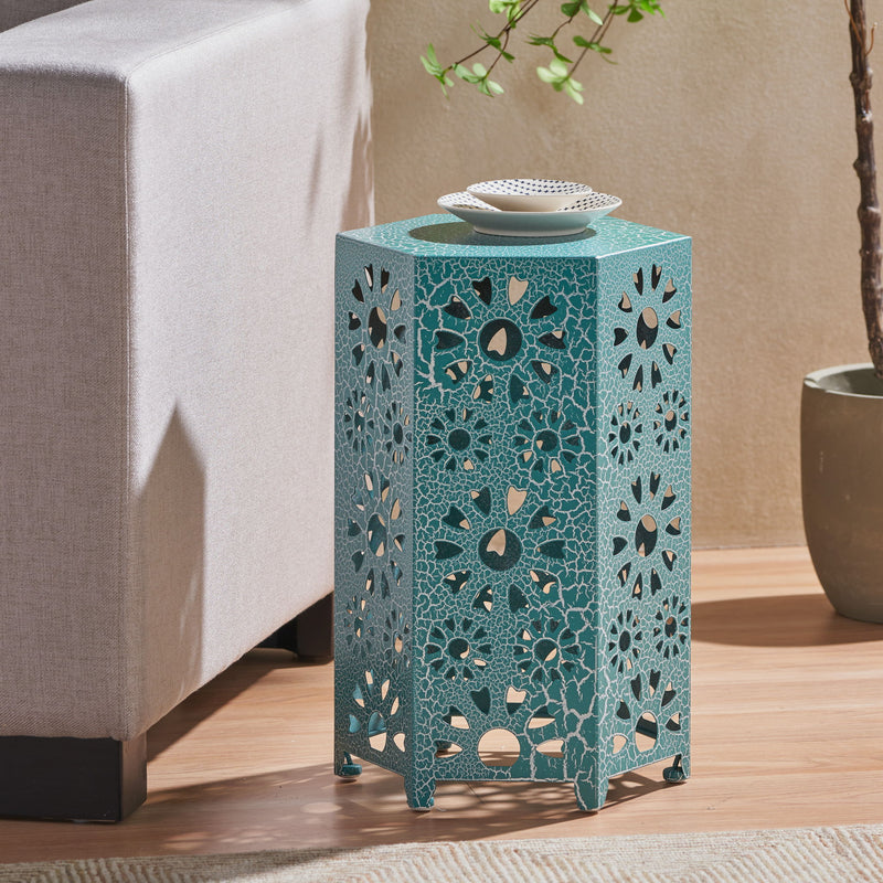 Noble House Eliana side table with wooden finish and sleek design, ideal for living room or bedroom decor.