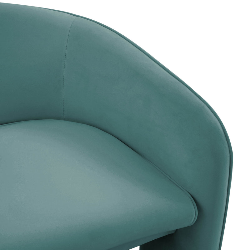 TOV Furniture Marla velvet accent arm chair with plush upholstery and sleek design, showcased in a contemporary living space.