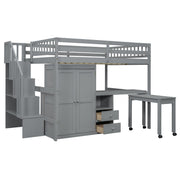 Loft Bed With Stairs, Bookshelf, Drawers, Desk & Wardrobe, Space Saving Multifunctional Furniture - R&R Furniture Gallery (Fountain Valley, CA)