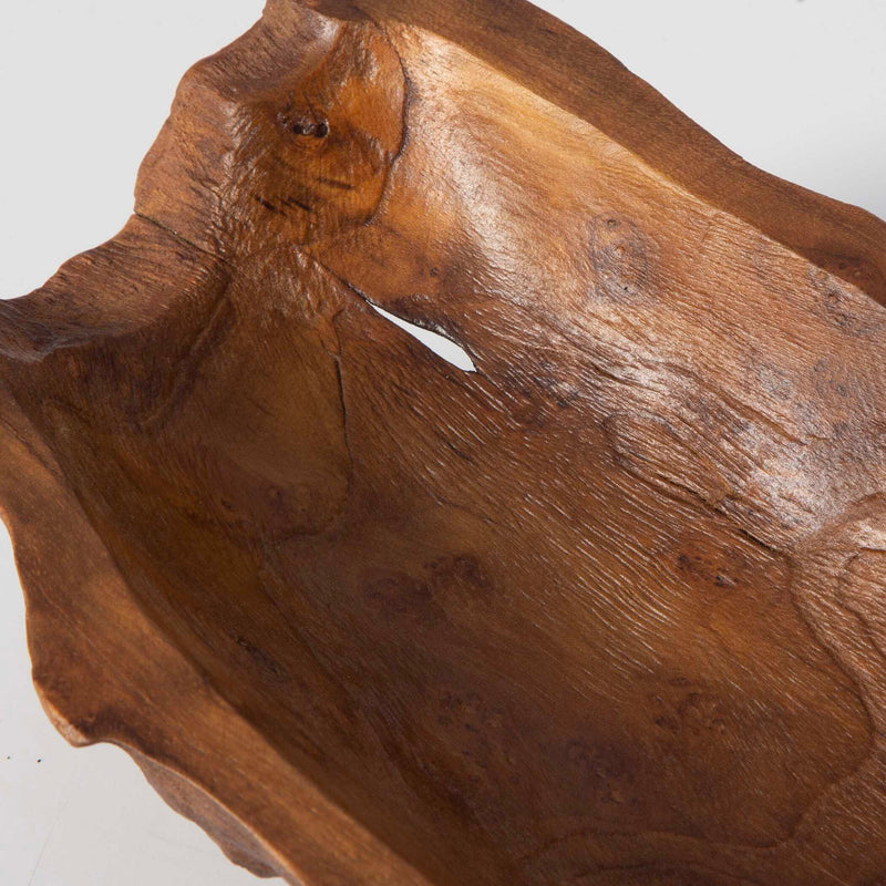 Light brown teak leaf bowl from Uttermost, a decorative plate or bowl with detailed leaf design, perfect for serving or display.