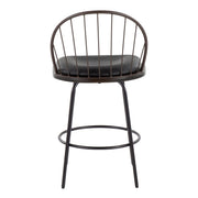 Set of two Lumi Source Riley Claire farmhouse counter stools with swivel, fixed height, round footrests, and stylish design.