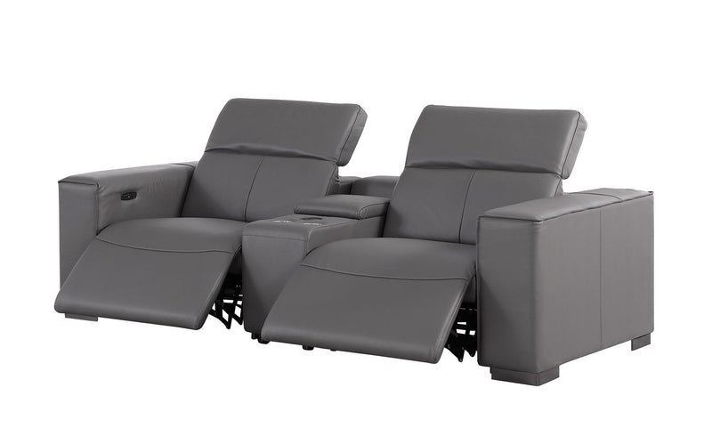 1208 - Modular Leather Set With 5 Power Recliners & Power Headrests