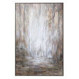 Hand painted abstract canvas art titled Desert Rain in pearl silver by Uttermost, showcasing flowing, textured brushstrokes.