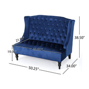 Noble House Nurturing upholstered loveseat with wing back design and diamond tufting, featuring plush cushions and stylish fabric.