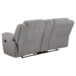 Sebring - Upholstered Manual Reclining Loveseat With Center Storage Console - Gray