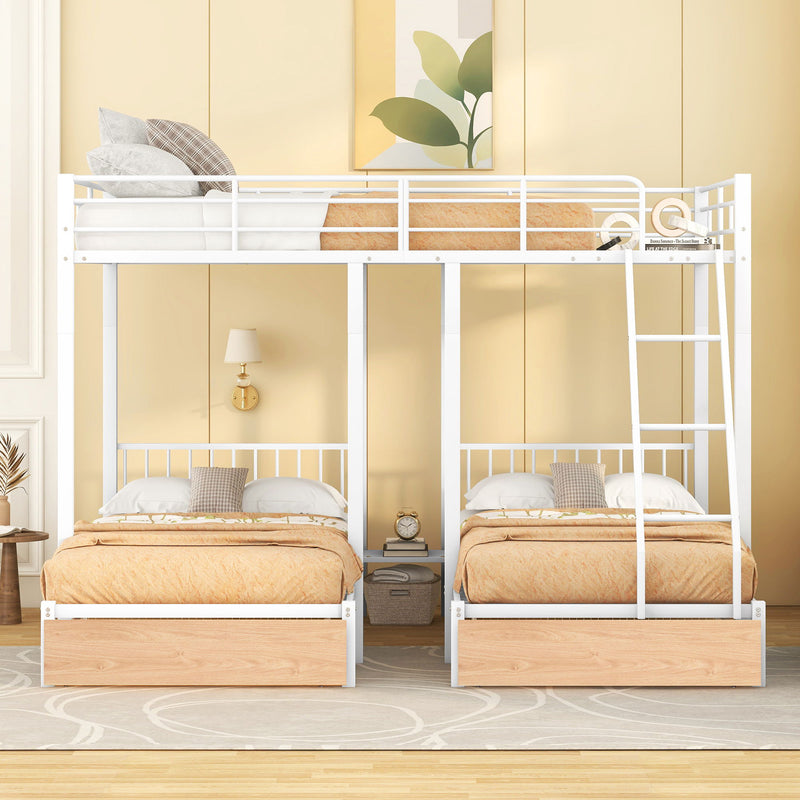Triple Bunk Bed With Drawers And Guardrails - R&R Furniture Gallery (Fountain Valley, CA)