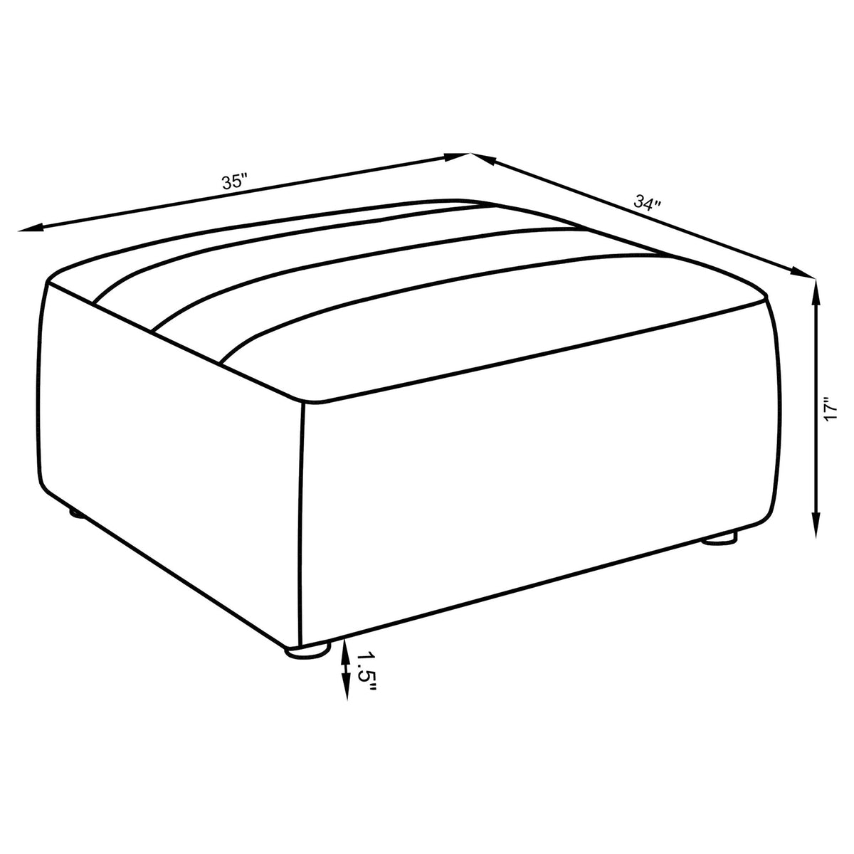 Ortega - Square Ottoman - Charcoal