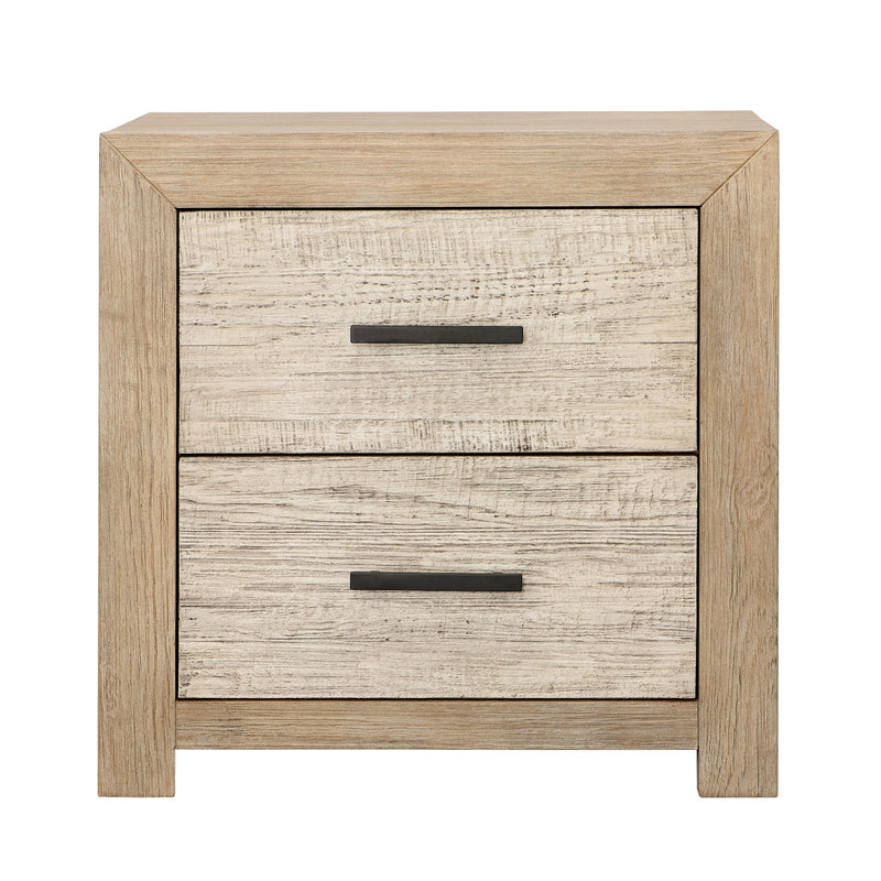 Roux - Double Drawer Nightstand - Light And Gray Warm Wash