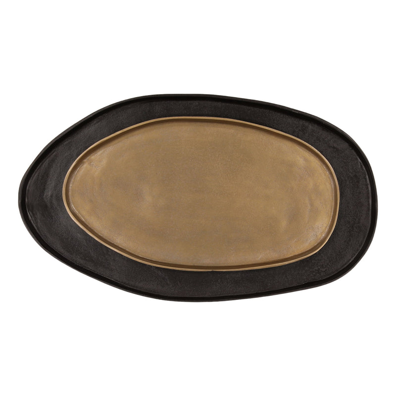 Roshan - Tray (Set of 2) - Black And Antique Brass