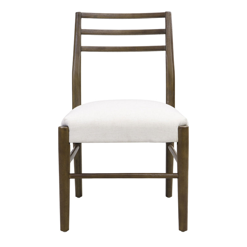 Set of two Noble House farmhouse style dining chairs with ladder back design, featuring wooden construction and cozy, rustic appeal.