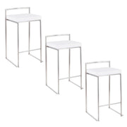 Lumi Source Fuji contemporary elegant stackable counter stool set with sleek design and wooden legs, ideal for modern kitchen counters.