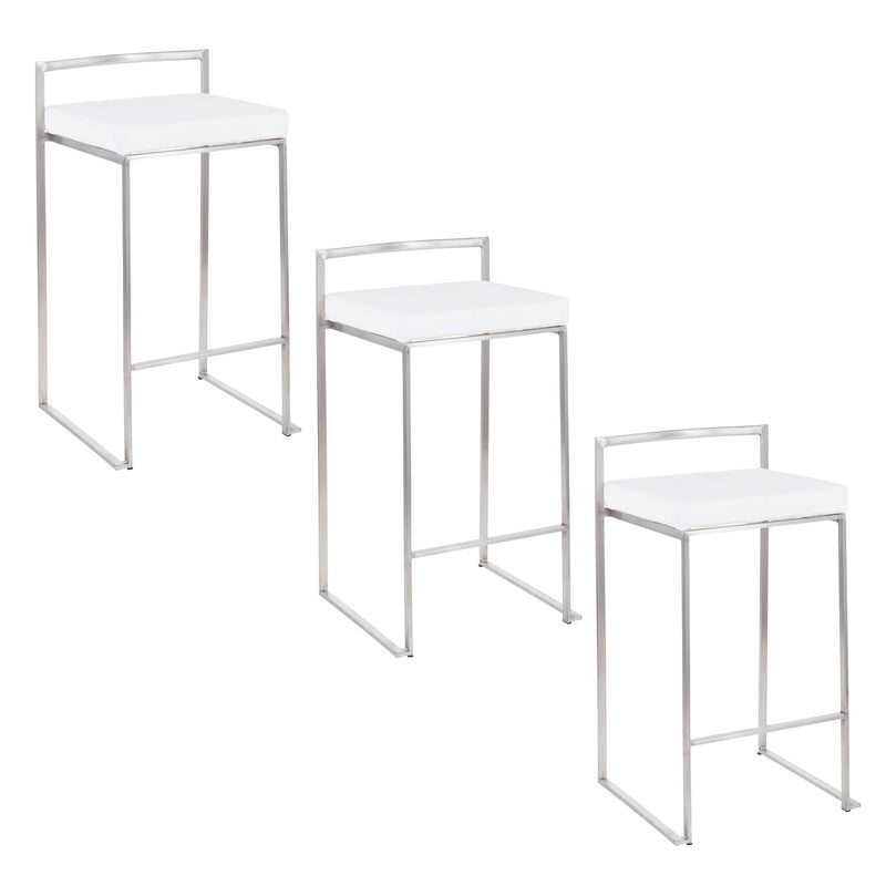 Lumi Source Fuji contemporary elegant stackable counter stool set with sleek design and wooden legs, ideal for modern kitchen counters.
