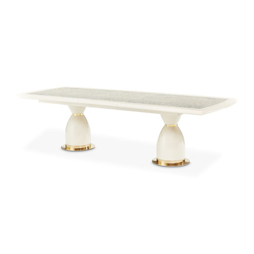 Lisbon - Double Pedestal Dining Table - Silken Matte Cream - R&R Furniture Gallery (Fountain Valley, CA)