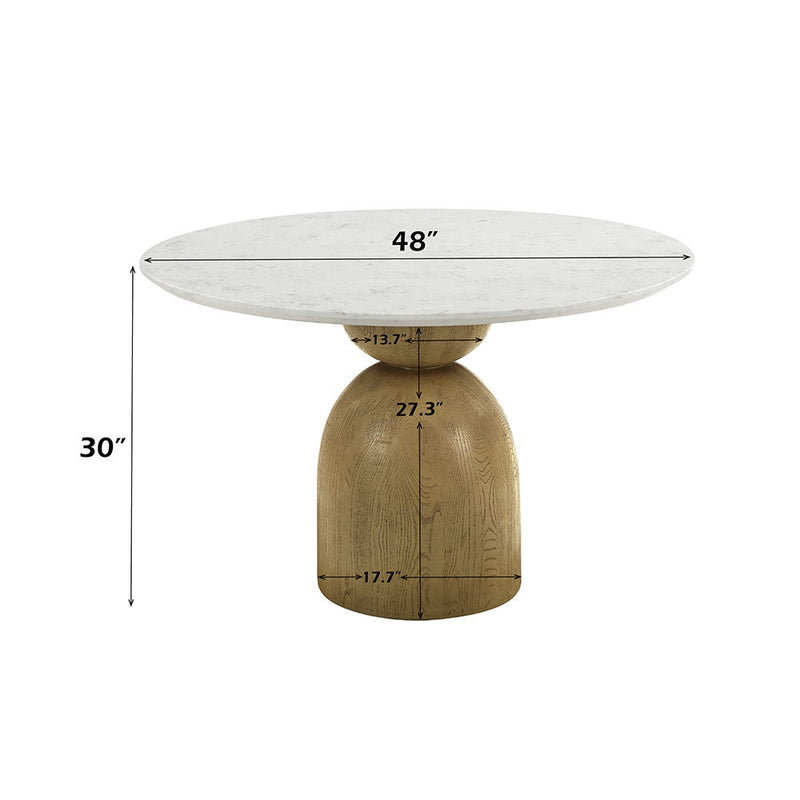 Kala - Round Dining Table With Marble Top - Natural Marble Top & Oak - R&R Furniture Gallery (Fountain Valley, CA)