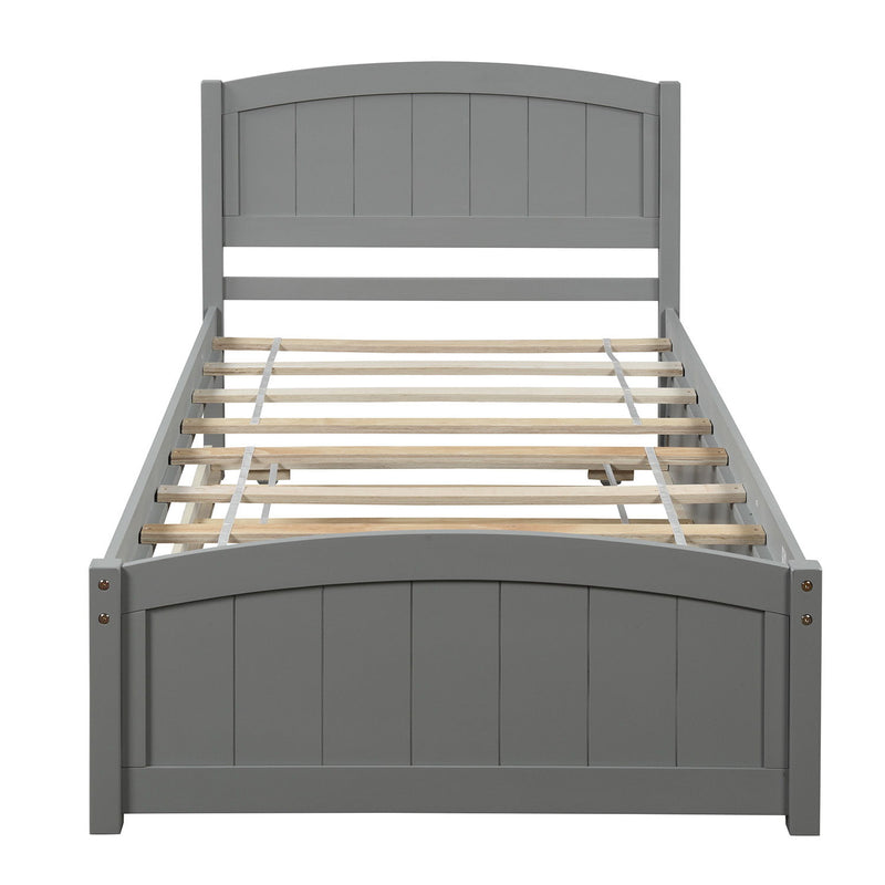 DreamHaus platform bed with matching headboard and footboard, featuring wood slat support for a modern bedroom look.