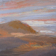 Framed print titled "Dawn On The Hills" by Uttermost featuring a purple landscape scene in a sleek frame.
