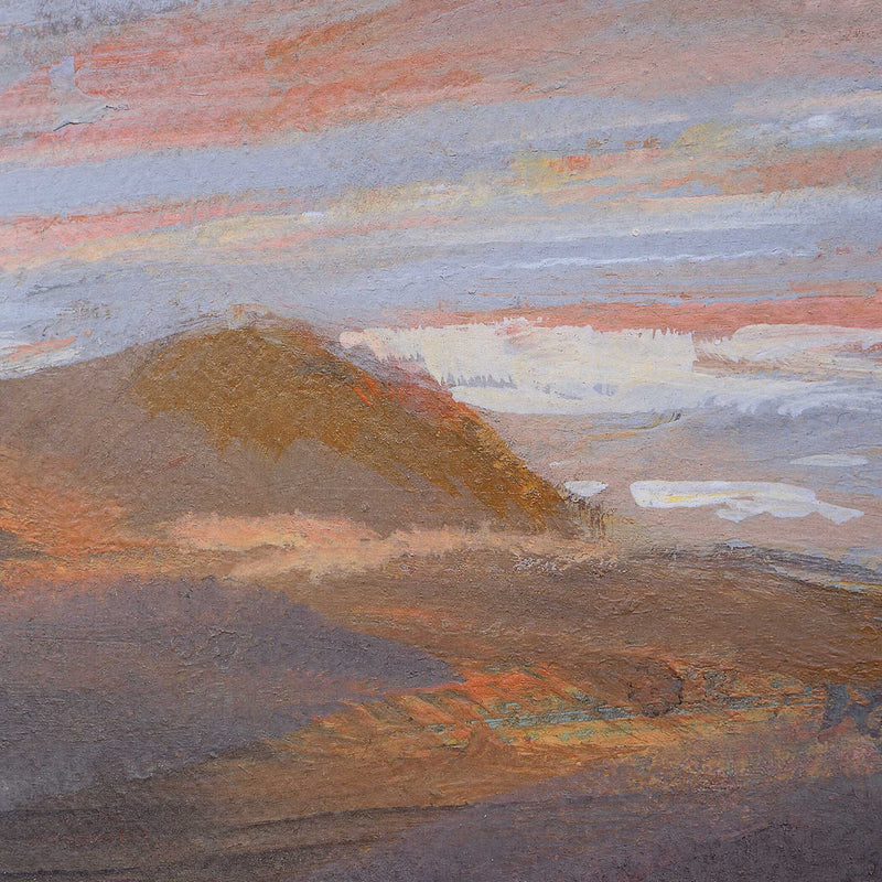 Framed print titled "Dawn On The Hills" by Uttermost featuring a purple landscape scene in a sleek frame.