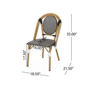 Outdoor rattan and aluminum French bistro chair set by Noble House, featuring stylish, weather-resistant patio seating.