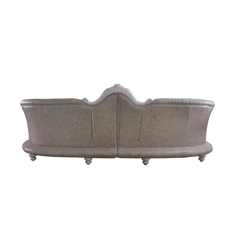 Dresden - 43" Sofa With 5 Pillows - Synthetic Leather & Vintage Bone White - R&R Furniture Gallery (Fountain Valley, CA)
