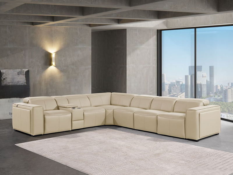 1224 - 7-Piece L-Shaped Sectional Sofa In With 3 Power Recliners & Power Headrests - R&R Furniture Gallery (Fountain Valley, CA)