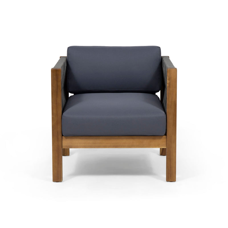 Outdoor Club Chair With Rattan Rope Wave - Dark Gray - R&R Furniture Gallery (Fountain Valley, CA)