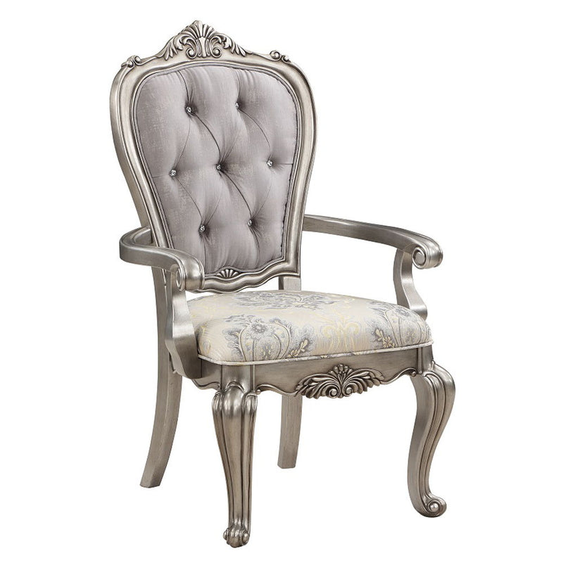Ariadne - Arm Chair (Set of 2) - Velvet & Antique Platinum - R&R Furniture Gallery (Fountain Valley, CA)