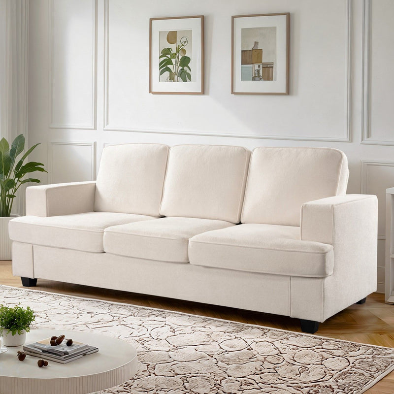 Modern Sofa, Comfortable 3 Seater Couch With Deep Seating, Loose Back Cushions, Wide Arms - R&R Furniture Gallery (Fountain Valley, CA)