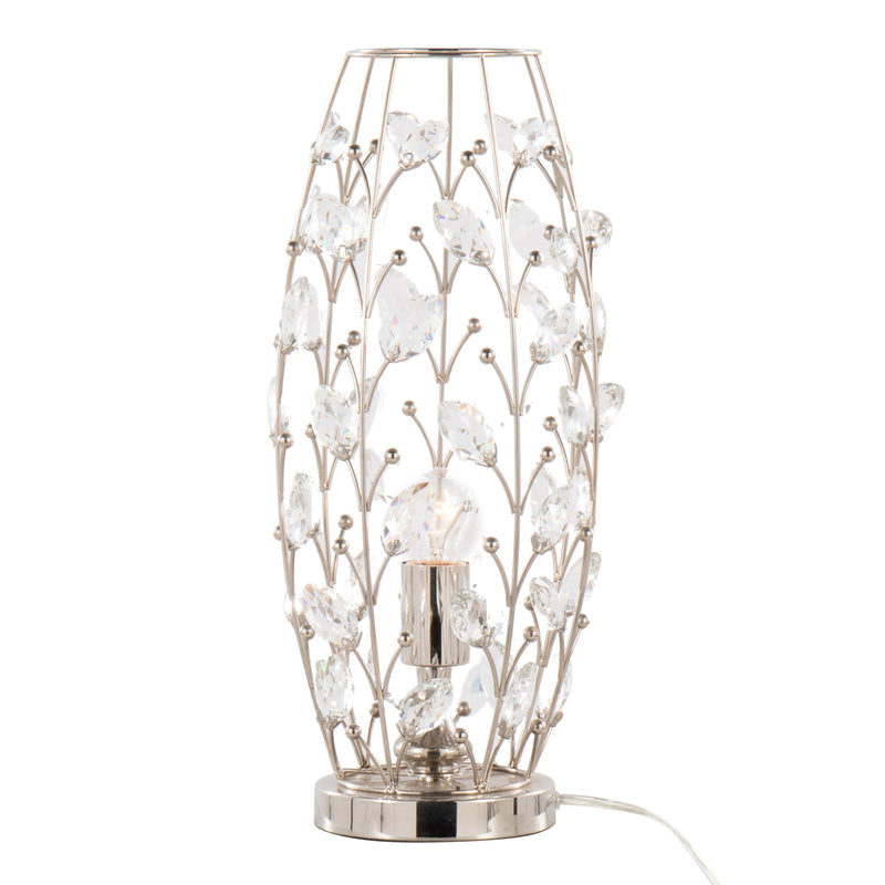 Lumi Source Crystal Buds contemporary uplight table lamp with polished nickel finish and clear crystal accents, modern design.