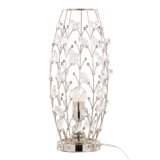 Lumi Source Crystal Buds contemporary uplight table lamp with polished nickel finish and clear crystal accents, modern design.