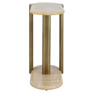 Rounded Cantilever - Accent Table - Beige / Gold