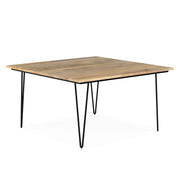 Simpli-Home Hunter square tabletop dining table with wooden finish, designed for modern dining rooms.