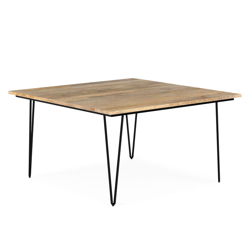 Simpli-Home Hunter square tabletop dining table with wooden finish, designed for modern dining rooms.
