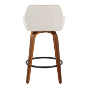 Set of two Lumi Source Daniella contemporary fixed height counter stools with swivel and round footrest, modern design.