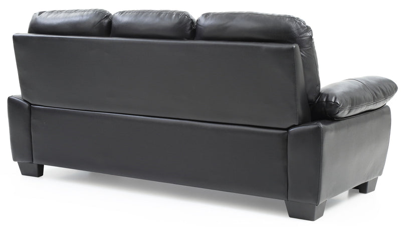 Glory Furniture Marta stationary sofa with plush fabric upholstery and modern design, shown in a living room setting.