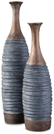 Blayze - Vase Set (Set of 2) - Antique Gray / Brown - R&R Furniture Gallery (Fountain Valley, CA)