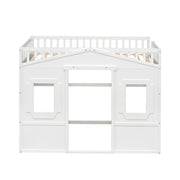 DreamHaus house loft bed with ladder, featuring a cozy sleeping area and sturdy design for kids' bedroom decor.