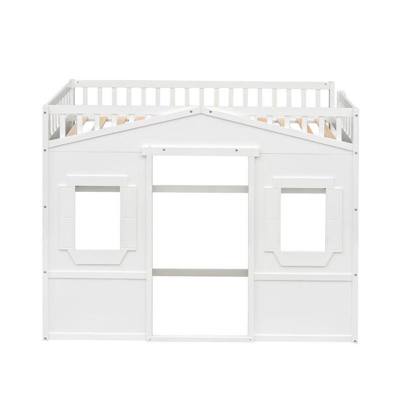 DreamHaus house loft bed with ladder, featuring a cozy sleeping area and sturdy design for kids' bedroom decor.