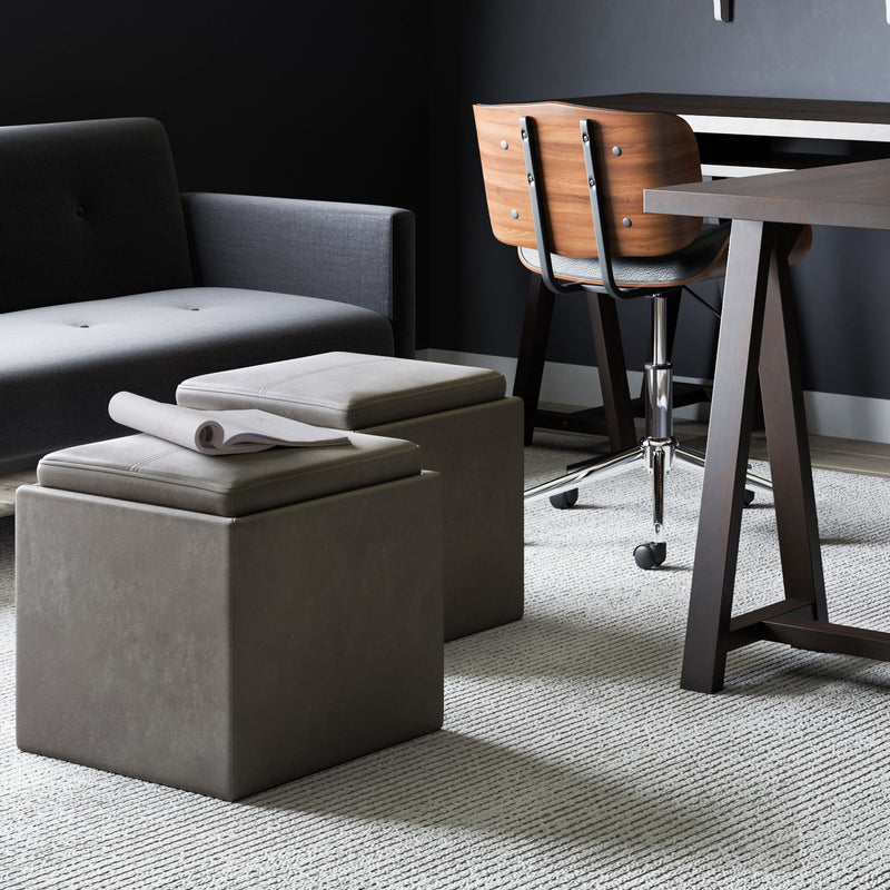 Rockwood - Upholstered Cube Storage Ottoman With Tray - R&R Furniture Gallery (Fountain Valley, CA)